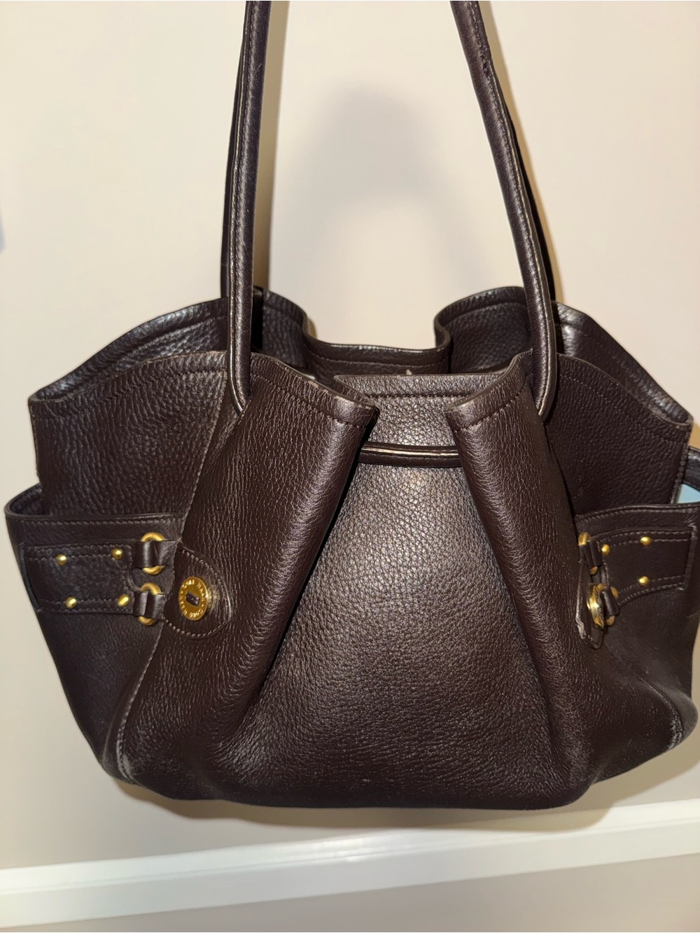 Cole Haan Classic Dark Brown Leather Tote Shoulder Bag